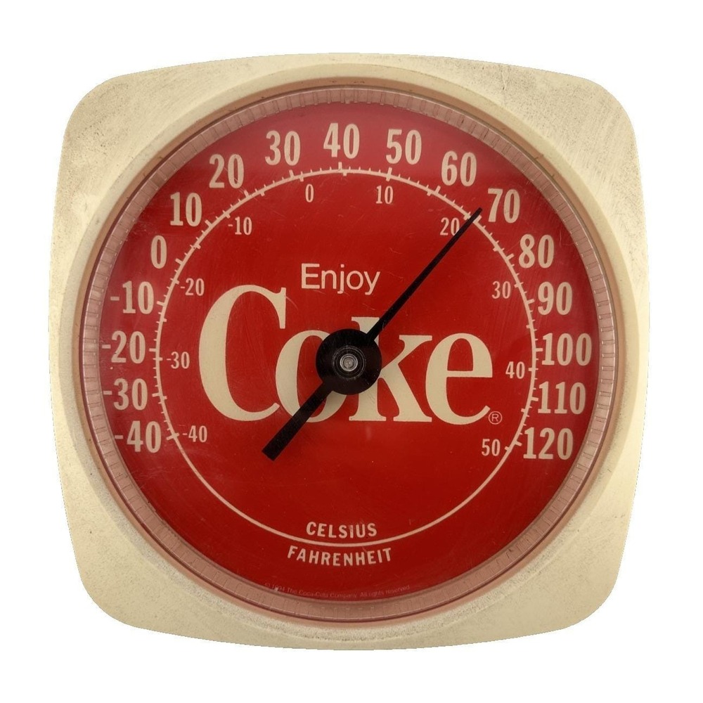 Vintage 1994 Enjoy Coke Thermometer 12" Jumbo Dial Red Coca-Cola Wall Sign